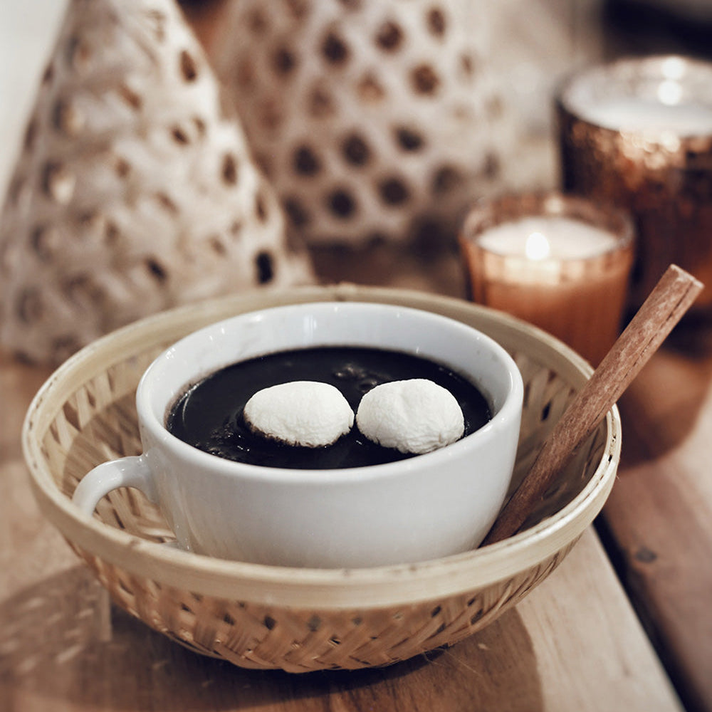 DaisyLife natural bamboo bowl basket for hot chocolate and serveware